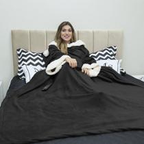 Cobertor para Tv Preto Confortável de Mangas Casa Dona