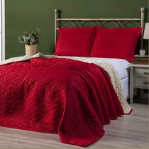 Cobertor pele de carneiro casal queen 3 peças - vermelho - Vivart