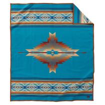 Cobertor Pendleton Jacquard de Lã Virgem 163x203 cm Turquesa