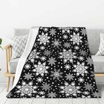 Cobertor Perinsto Winter Snowflakes, lã preta, 50x40cm