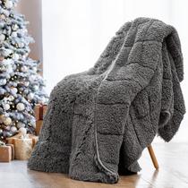 Cobertor pesado Wemore Shaggy Long Fur Faux Fur 6,8 kg cinza