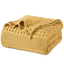 Cobertor PHF 100% algodão Waffle Weave King Size amarelo gengibre