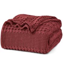Cobertor PHF 100% algodão Waffle Weave Queen Size vinho tinto Cobertor PHF 100% algodão Waffle Weave Queen Size vinho tinto
