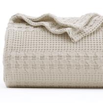 Cobertor PHF 100% algodão Waffle Weave, tamanho duplo, linho natural