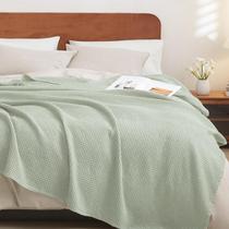 Cobertor PHF 100% algodão Waffle Weave, tamanho duplo, verde sálvia
