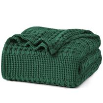 Cobertor PHF 100% algodão Waffle Weave Twin Size verde escuro