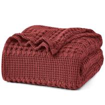 Cobertor PHF 100% algodão Waffle Weave Twin Size vinho tinto