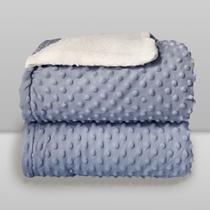 Cobertor Plush com Sherpa Dots Azul - Laço Bebê Cobertor Plush com Sherpa Dots Azul - Laço Bebê