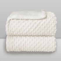 Cobertor Plush com Sherpa Dots Branco - Laço Bebê Cobertor Plush com Sherpa Dots Branco - Laço Bebê