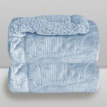 Cobertor Plush com Sherpa Ferrete Azul Bebê - Laço Bebê Cobertor Plush com Sherpa Ferrete Azul Bebê - Laço Bebê