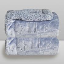 Cobertor Plush com Sherpa Ferrete Azul - Laço Bebê Cobertor Plush com Sherpa Ferrete Azul - Laço Bebê