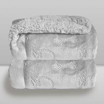 Cobertor Plush com Sherpa Ferrete Cinza - Laço Bebê