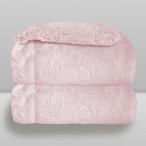 Cobertor Plush com Sherpa Ferrete Rosa - Laço Bebê