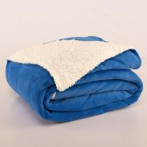 Cobertor Polaris Queen Sherpa Toque Lã de Carneiro e Manta Fleece 1 Peça - Azul Royal