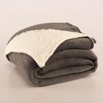 Cobertor Polaris Solteiro Sherpa Toque Lã de Carneiro e Manta Fleece 1 Peça - Cinza