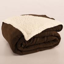 Cobertor Polaris Solteiro Sherpa Toque Lã de Carneiro e Manta Fleece 1 Peça - Marrom Escuro - Casa Scarpa
