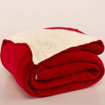 Cobertor Polaris Solteiro Sherpa Toque Lã de Carneiro e Manta Fleece 1 Peça - Vermelho