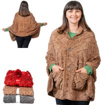 Cobertor Poncho Zerallora Boho Chic Cobertor vestível marrom