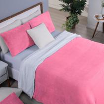 Cobertor Queen Canada Mantinha/Sherpa 3 Peças - Chiclete