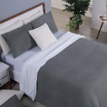 Cobertor Queen Canada Mantinha/Sherpa 3 Peças - Cinza Escuro