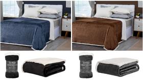 Cobertor Queen Manta Flannel Liso/sherpa Soft Aveludado