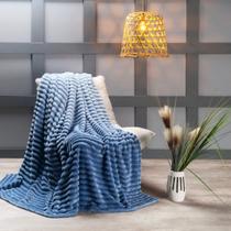 Cobertor Queen Manta Ultra Soft Canelada Toque Fofo Fluffy 01 Peça Sky