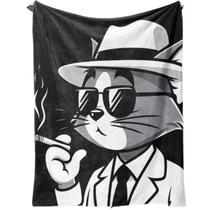 Cobertor SANMU Gentleman Cat Print em fibra de poliéster 300g