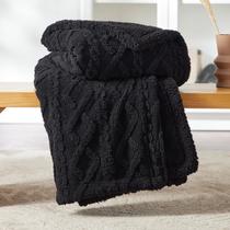 Cobertor Sherpa Bedsure para Sofá - 130 x 150 cm - Preto