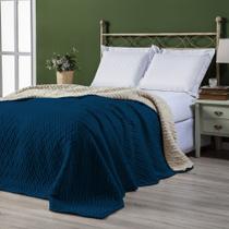 Cobertor Sherpa Pele de Carneiro Casal Queen 01 Peça Marinho