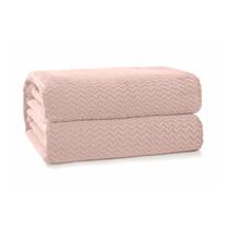 Cobertor Solteiro Plush Tweed Rosa Tule - Hedrons