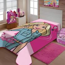 Cobertor Solteiro Raschel Barbie Moda 510 g/m Jolitex