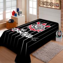 Cobertor Solteiro Raschel S.C Corinthians Paulista Jolitex - PRETO