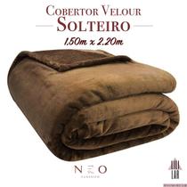 Cobertor Solteiro Velour Premium Manta Microfibra Marrom