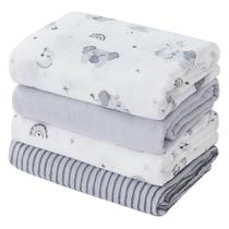 Cobertor Swaddle Blanket Softan, pacote com 4, 120x120 cm, elefante cinza