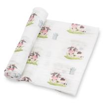 Cobertor Swaddle LollyBanks 120x120 cm 100% algodão com estampa de vaca