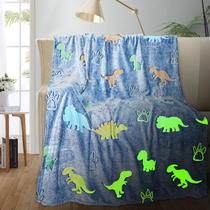 Cobertor TEHALK Dinosaur Glow in The Dark para crianças 100% poliéster