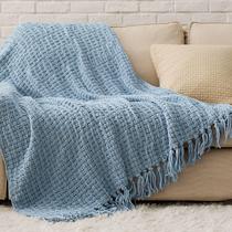 Cobertor Throw Bedsure Blue Chenille 130 x 150 cm para sofá