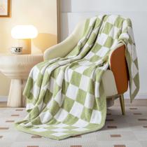 Cobertor Throw Blanket SeaRoomy Checkered Ultra Soft Cozy Microfiber