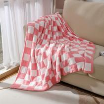 Cobertor Throw Blanket VBC Checkered Sofa para sofá-cama rosa