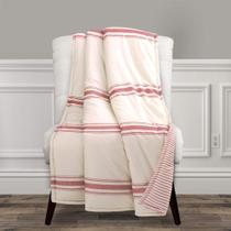 Cobertor Throw Decor Lush Decor Farmhouse Stripe Reversível Vermelho