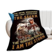 Cobertor Throw Native American Wolf Eagle Fleece 150x125cm