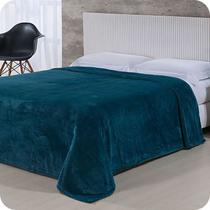 Cobertor Toque de Seda Casal Microfibra Petróleo 1,80m X 2,20m