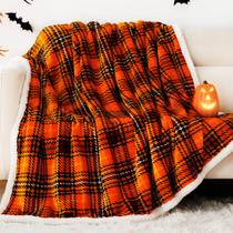 Cobertor Touchat Sherpa Halloween xadrez laranja 150x180cm Cobertor Touchat Sherpa Halloween xadrez laranja 150x180cm