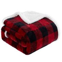 Cobertor Touchat Sherpa Vermelho/Preto Buffalo Plaid 150x180