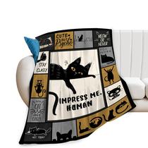 Cobertor Uphomart Black Cat Fleece Flanela 150x200cm
