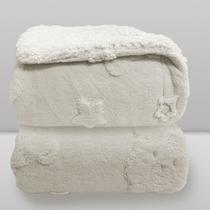 Cobertor Urso Relevo Sherpa Branco - Laço Bebê