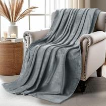 Cobertor Utopia Bedding Flannel Fleece Cool Grey Throw Size