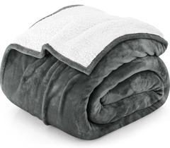 Cobertor Utopia Bedding Sherpa Queen Size cinza 229x229cm