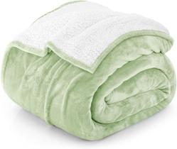 Cobertor Utopia Bedding Sherpa Twin Size Verde Sálvia 168x152cm