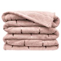 Cobertor Veneza Queen Manta Ultrasoft Premium Listrada Extra Macia - Rosê